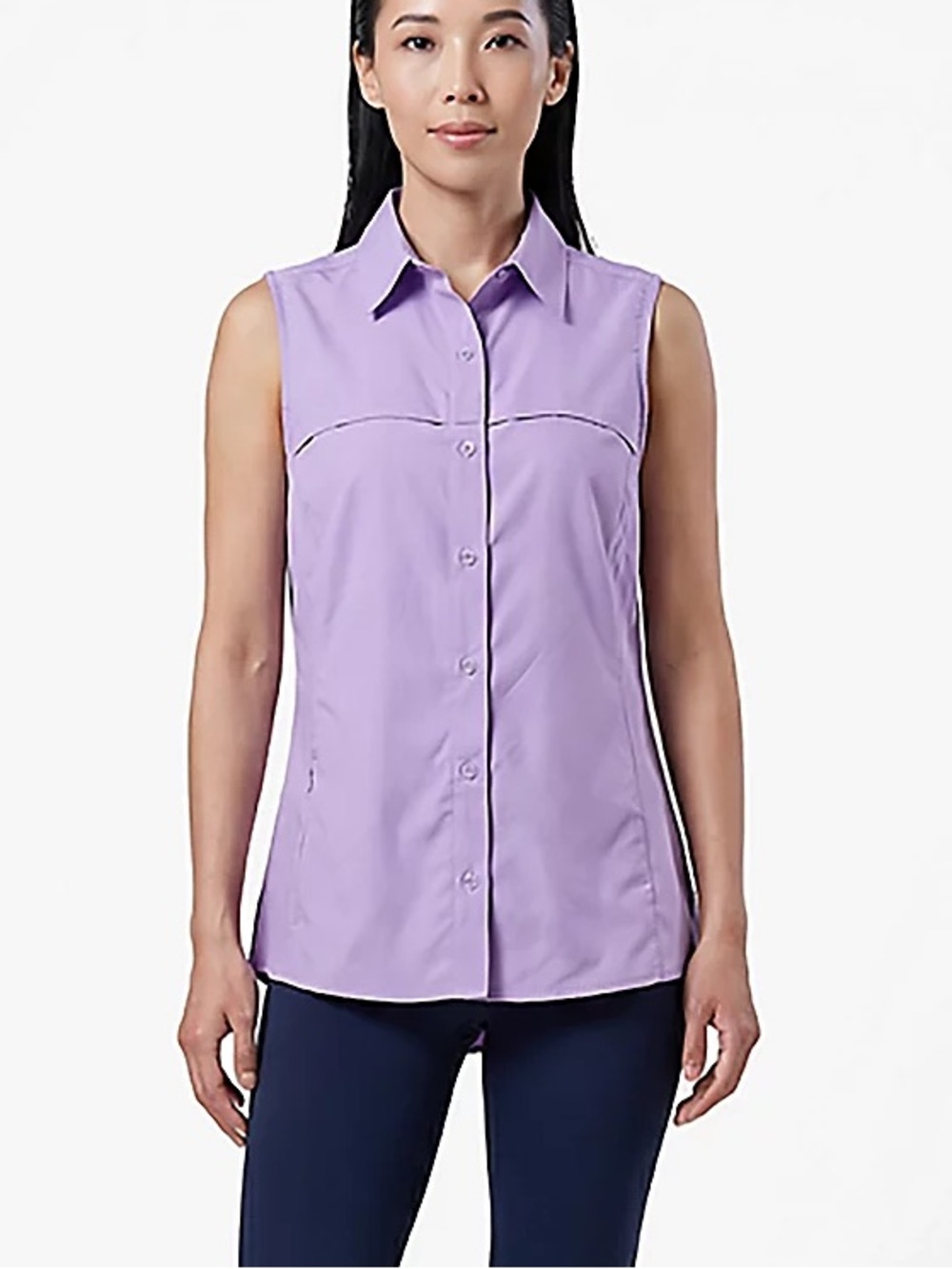 Magellan Outdoors Sleeveless Button-Front Top Lavender Purple